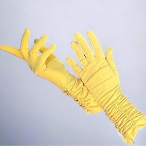 Vintage 60s Long Yellow Evening Gloves Size 7